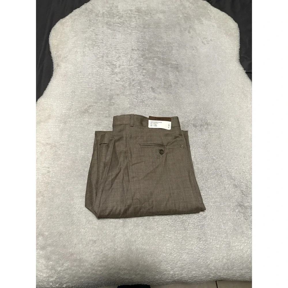 Fenzi Nino Men's Wool Straight Taupe Shark Slacks Dress Pants 38x32 Cuffed‎